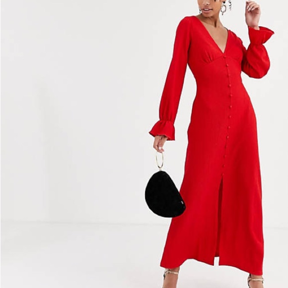 NWT ASOS Design Button Through Textured Maxi Dress